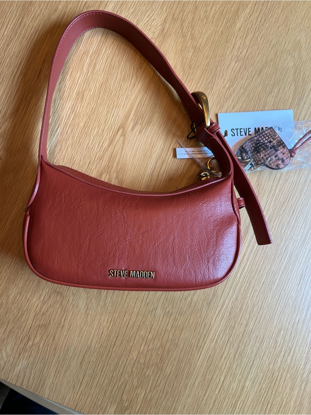 Steve Madden Burgundy Shoulder Bag with Gold Hardware